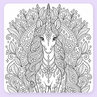 Ausmalbild Einhorn als Mandala